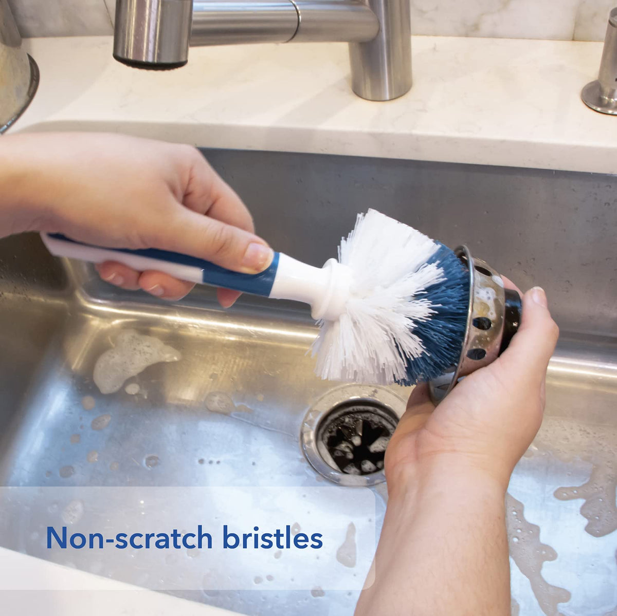 Unger Sink and Dish Scrub Brush, Kitchen Washing Scrubber for Hard-to-Reach Corners, Small Cleaning