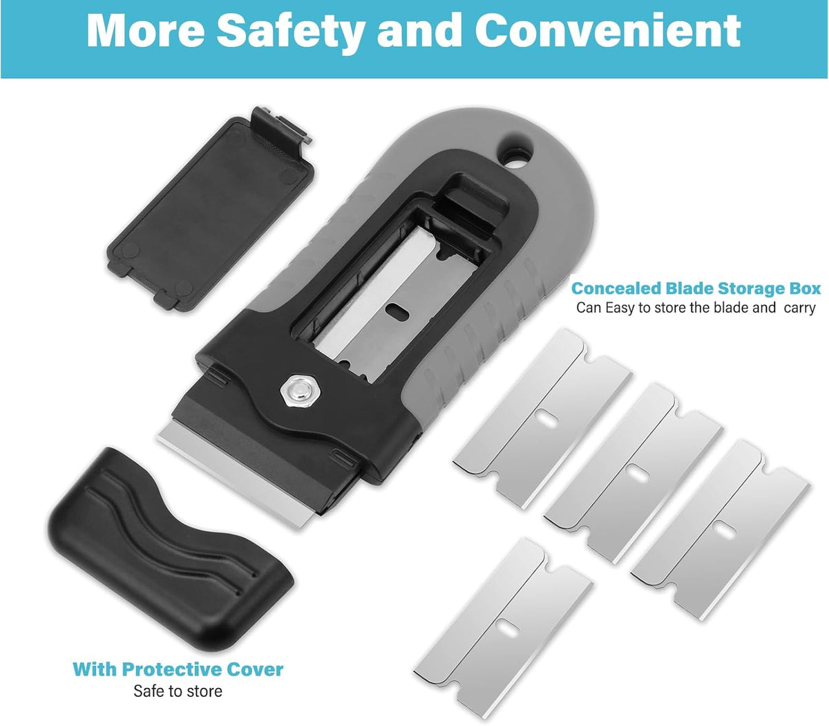 Gomake Razor Blade Scraper Tool with Blade Storage Container, Glass Cooktop Stove Scraper with
