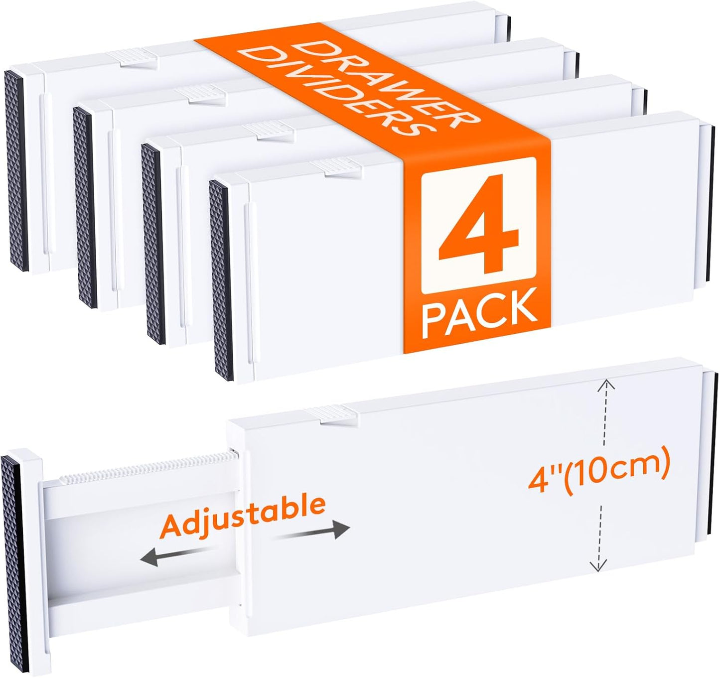 Lifewit 4 Pack Drawer Divider 4" High,11-17" Drawer Dividers for Clothes, Adjustable Clothing