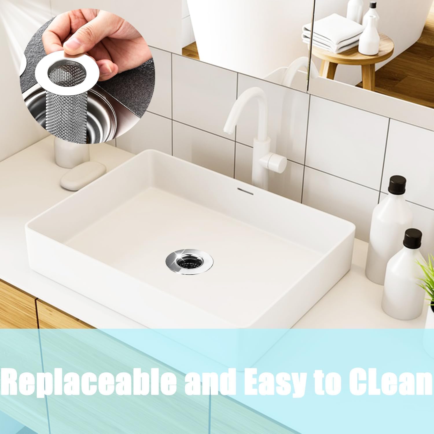 4 PCS Bathroom Sink Drain Strainers, Fit Hole Size from 1.25" to 2.17", Utility Recyclable Sink
