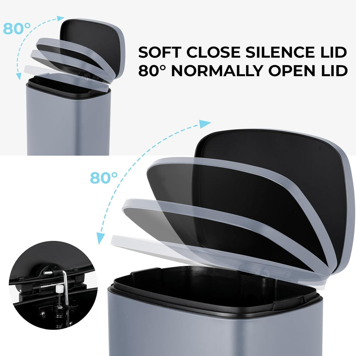 8 Gal Kitchen Trash Can, 30L Recycling or Garbage Bin, Brushed Stainless Steel Waste Basket