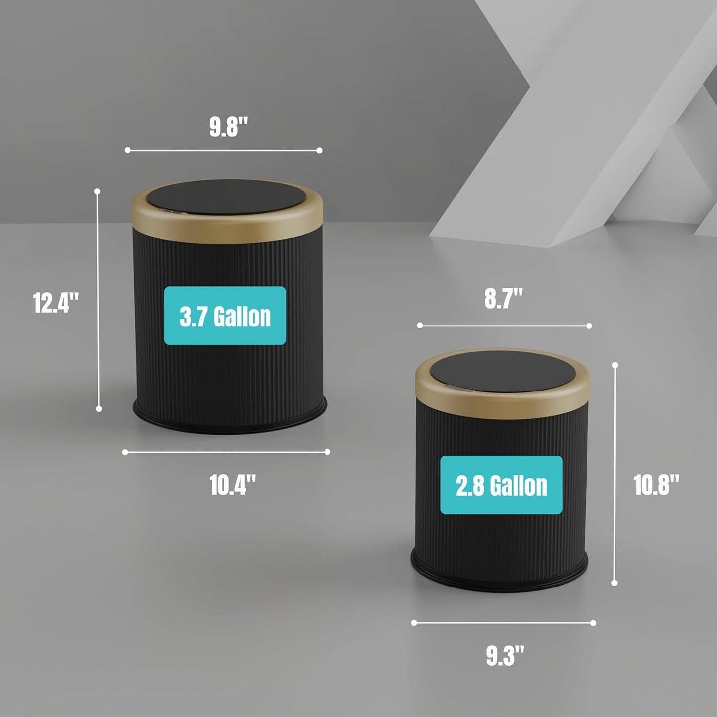 URALFA 3.7 Gallon Motion Sensor Bathroom Trash Can with Lid，Automatic Waterproof Touchless Garbage