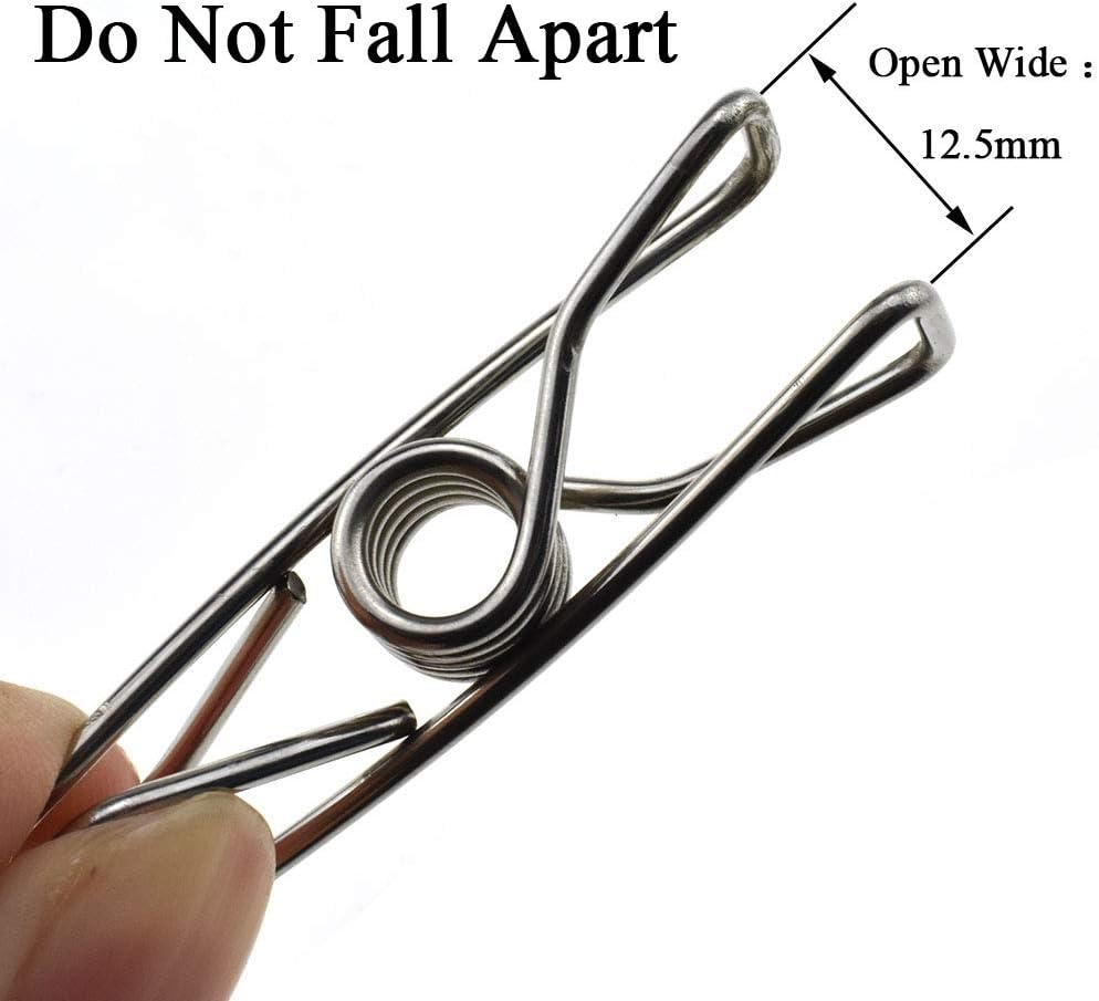 HAHIYO Clothespins Chip Clips All Metal Stainless Steel No Rust Stains Strong Grip in Heavy Wind 2