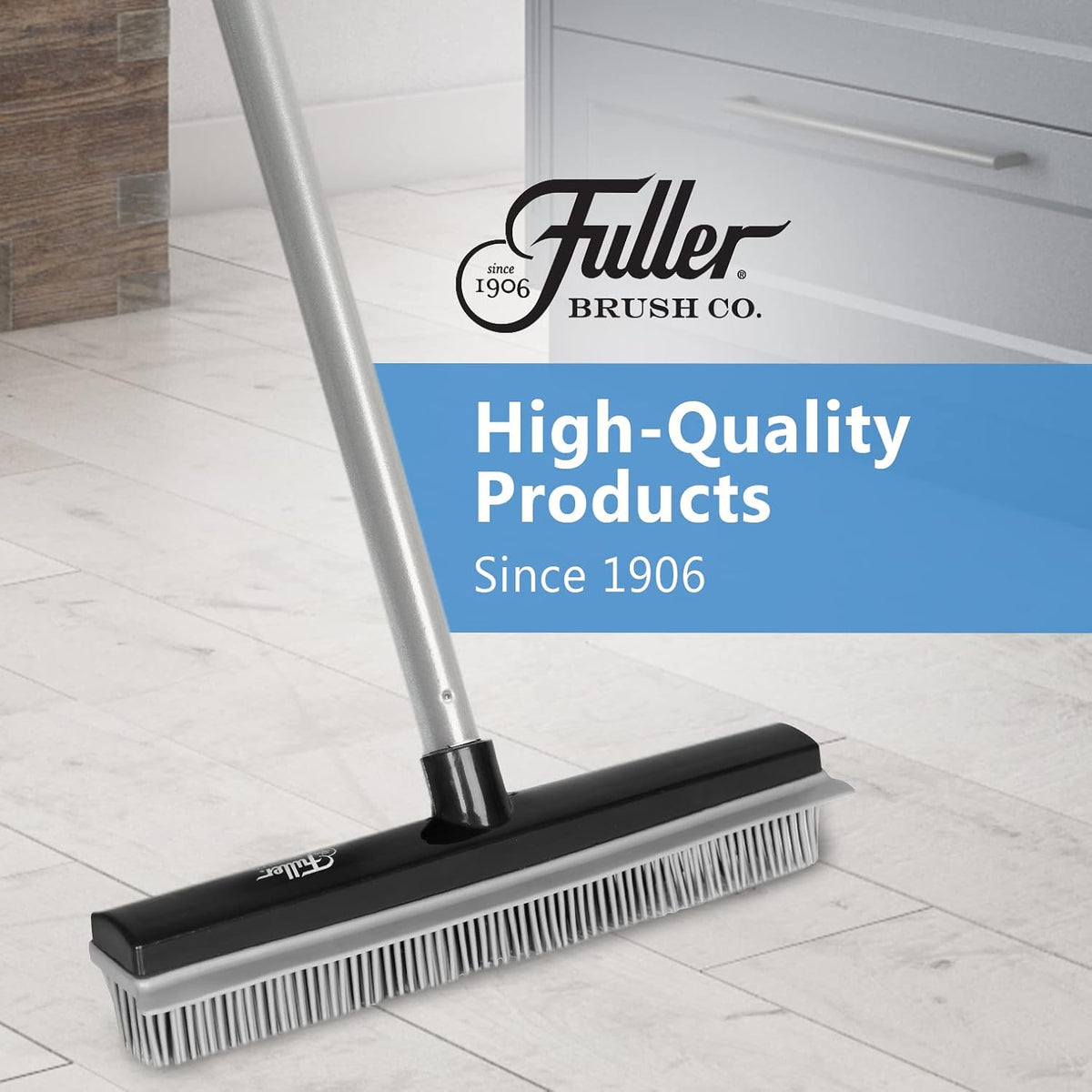 Fuller Brush Rubber Broom – for Carpets Floors Stairs Upholstery – Electrostatic Action Removes Pet