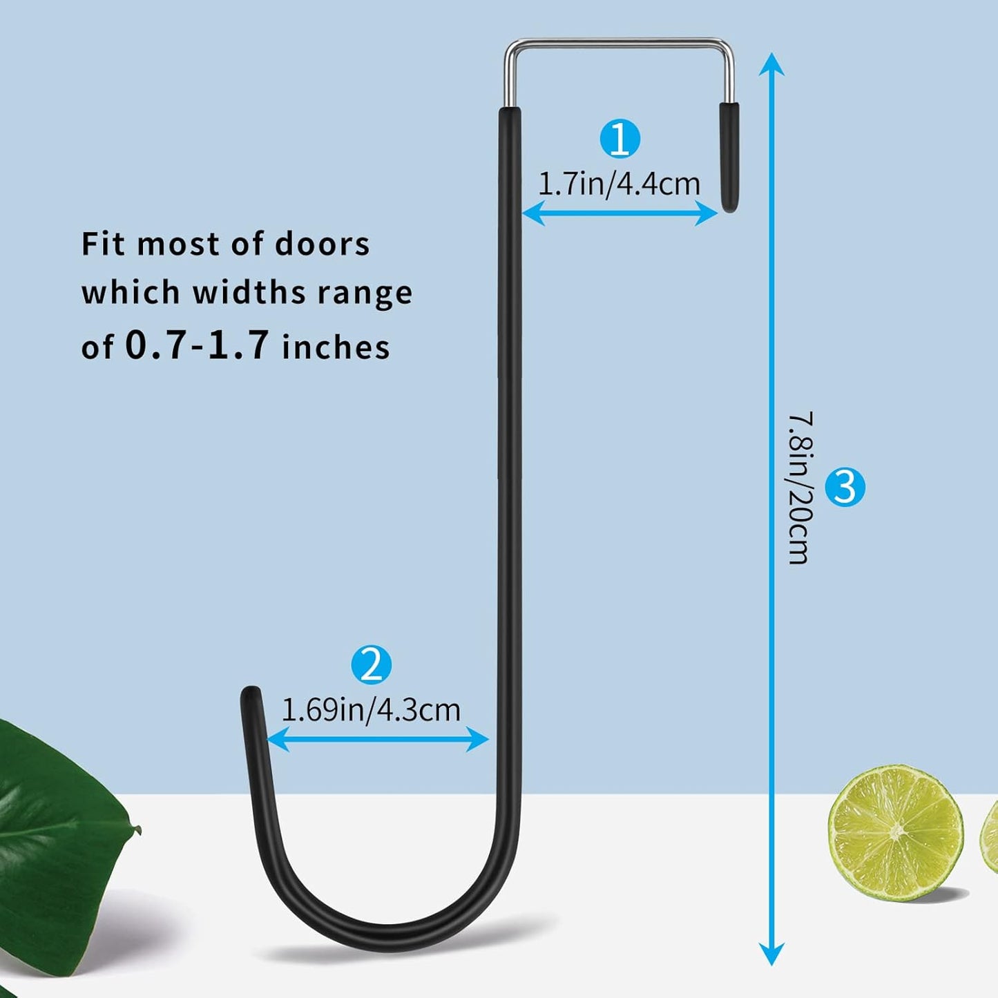 FYY Over The Door Hooks, 6 Pack Upgraded Long Door Hangers Hooks with Rubber Prevent Scratches