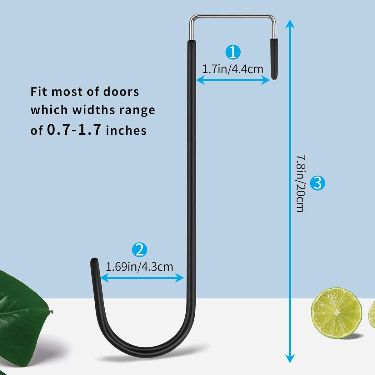 FYY Over The Door Hooks, 6 Pack Upgraded Long Door Hangers Hooks with Rubber Prevent Scratches
