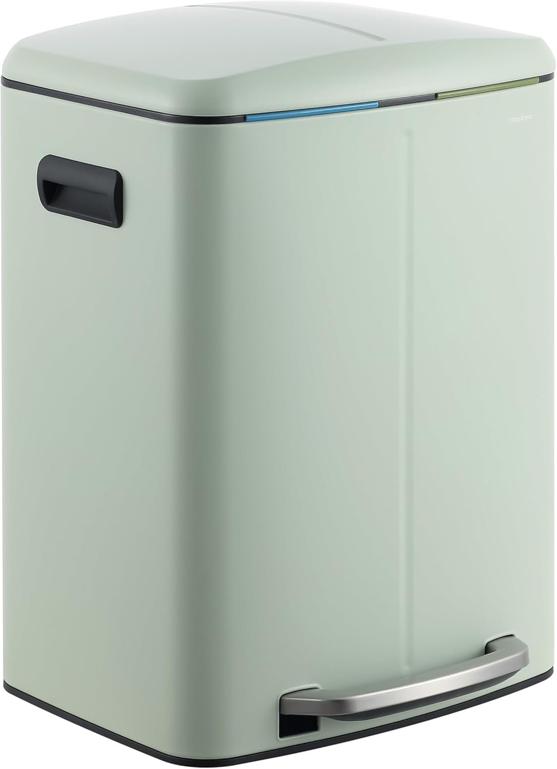 happimess HPM1005E Marco Rectangular 10.6-Gallon Double Bucket Trash Can with Soft-Close Lid