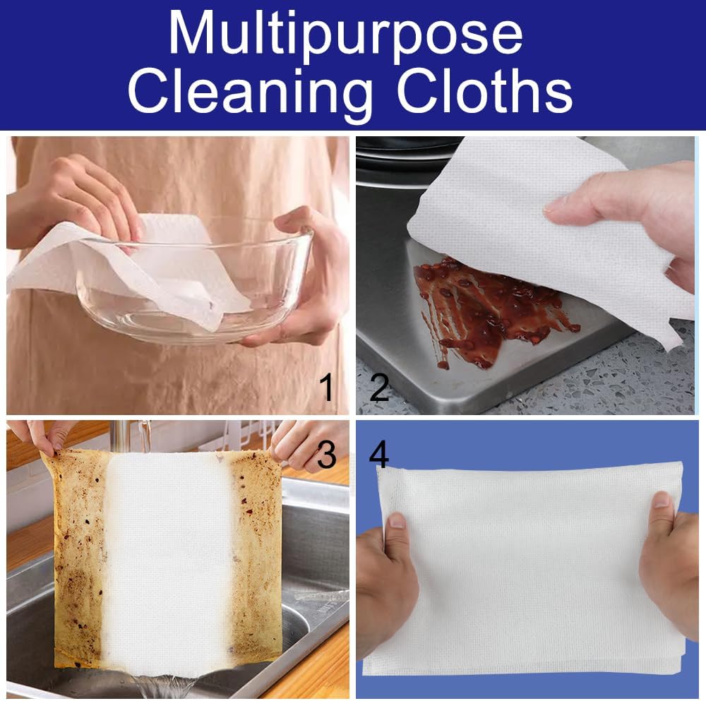 100 Count Disposable Cleaning Towels and Dish Cloths,Super Absorbent Dishcloths,Multi-Surface