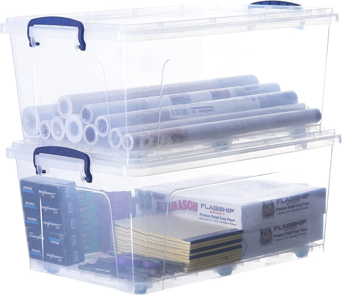 Superio Storage Bins with Lids, Clear Plastic Containers for Organizing, Stackable Totes, BPA Free