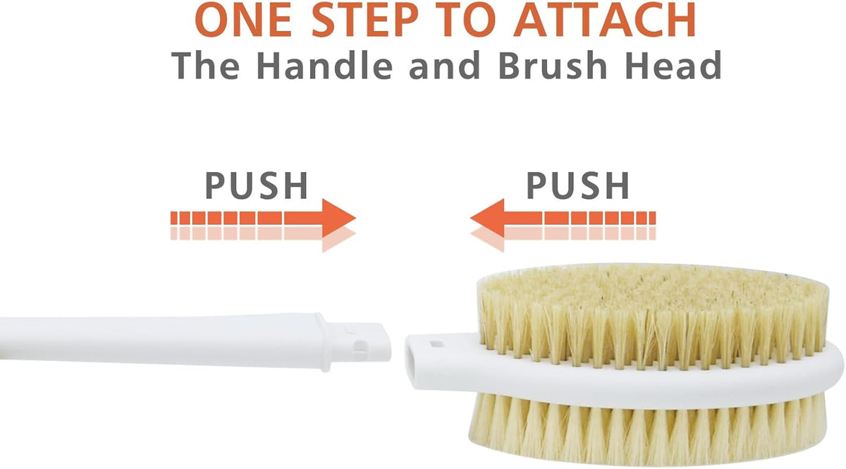 Shower Brush with Soft and Stiff Bristles,20.5" Extra Long Handle Dual-Sided Back Scrubber Bath