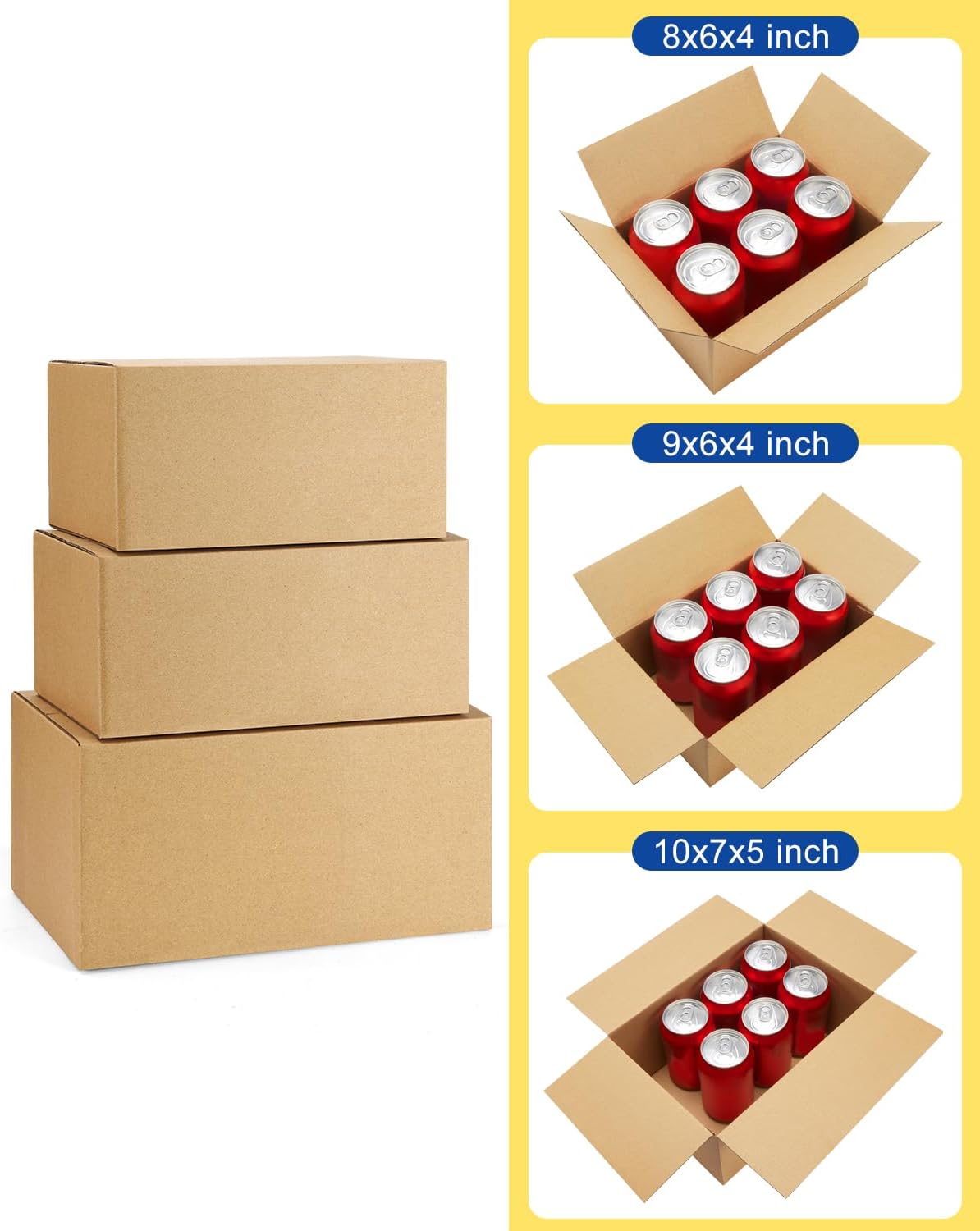 Assorted-Sizes-Shipping-Boxes-45-Pack: 8x6x4 & 9x6x4 & 10x7x5 Small-Shipping-Boxes-Mailers, Brown
