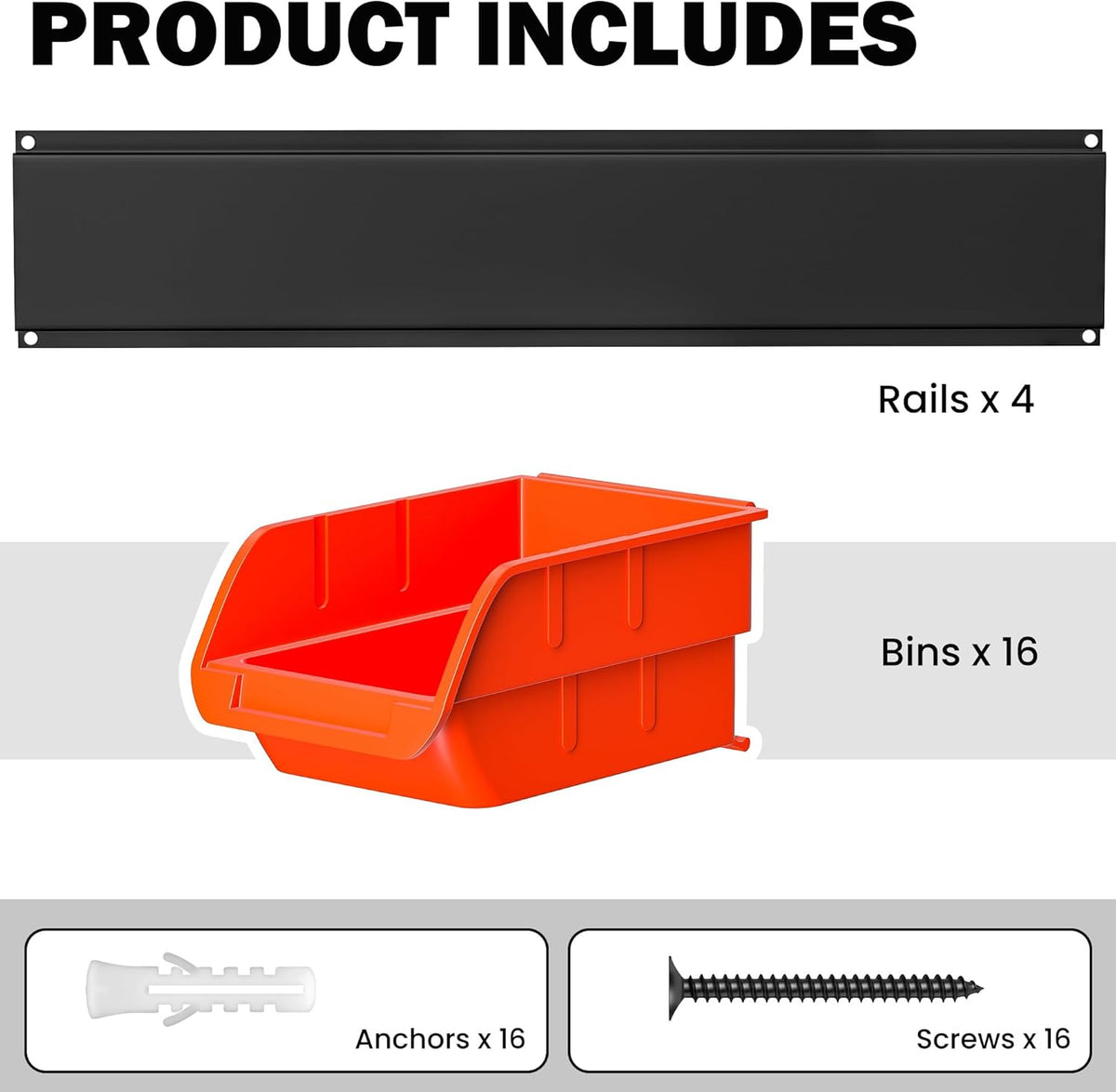 Ultrawall Wall Mounted Storage Bins, Plastic Hanging Storage Organizer Bins, Garage Tool Storage