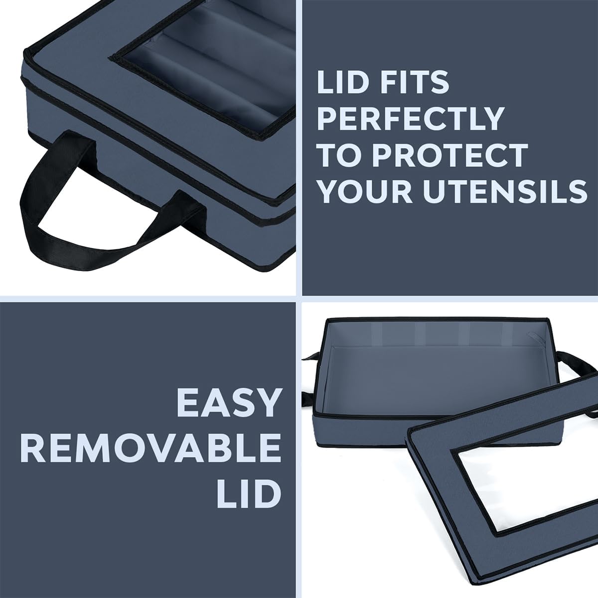 Flatware Storage Case - Durable 5 Compartment Silverware Storage Container Box with Removable Lid