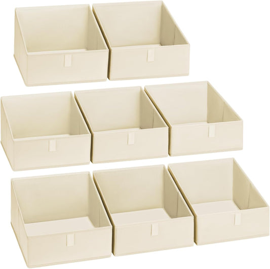 DIMJ Closet Storage Bins 8 Pack - Fabric Trapezoid Closet Organizer Bin, Foldable Storage Baskets