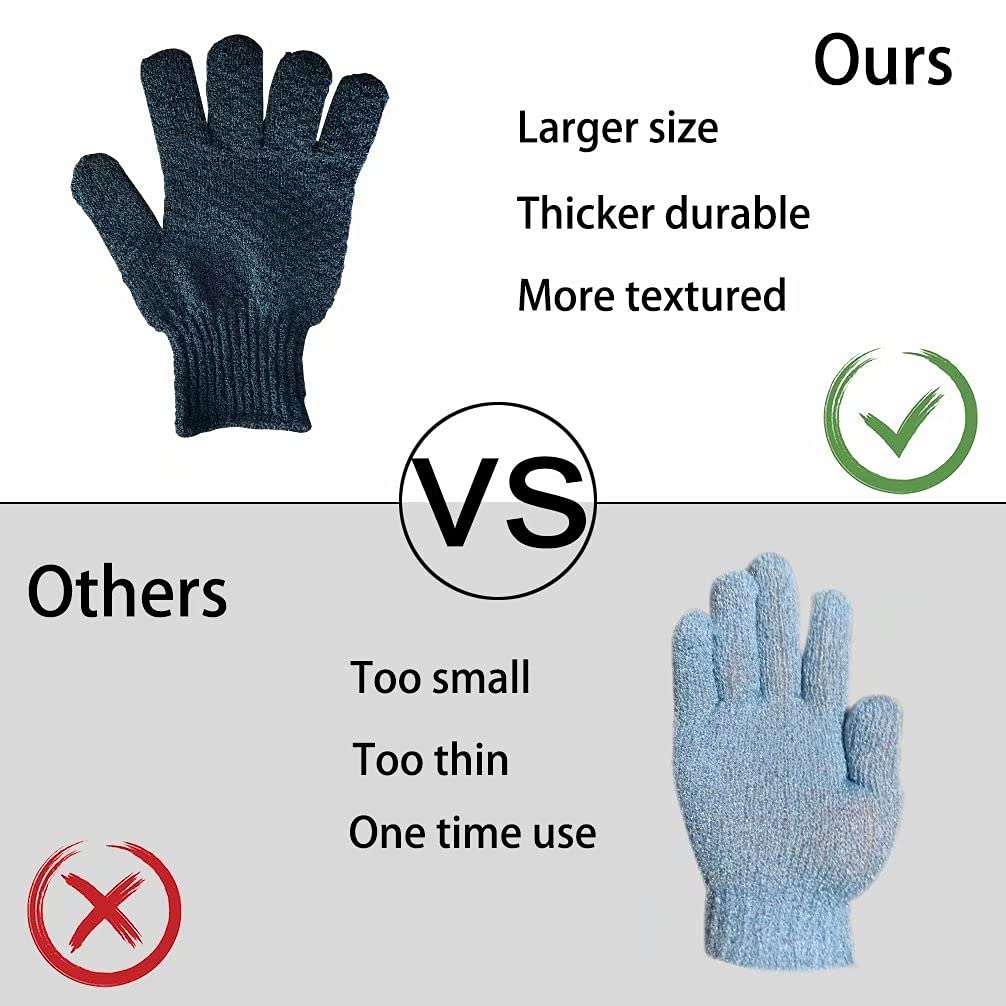 2 Pairs Bath Exfoliating Gloves for men and women – CLEEDY 4 Pcs Heavy and Large Exfoliating Gloves