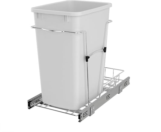 Rev-A-Shelf Pullout Trash Can for Kitchen Cabinets 35 Quart Garbage Waste Recycling Bin with Full