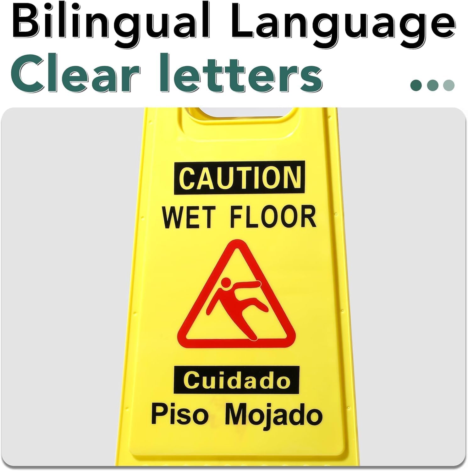 XPCARE 24 Inches Caution Wet Floor Sign,4PACK Yellow Bilingual Double-Sided Safety Warning Signs,A