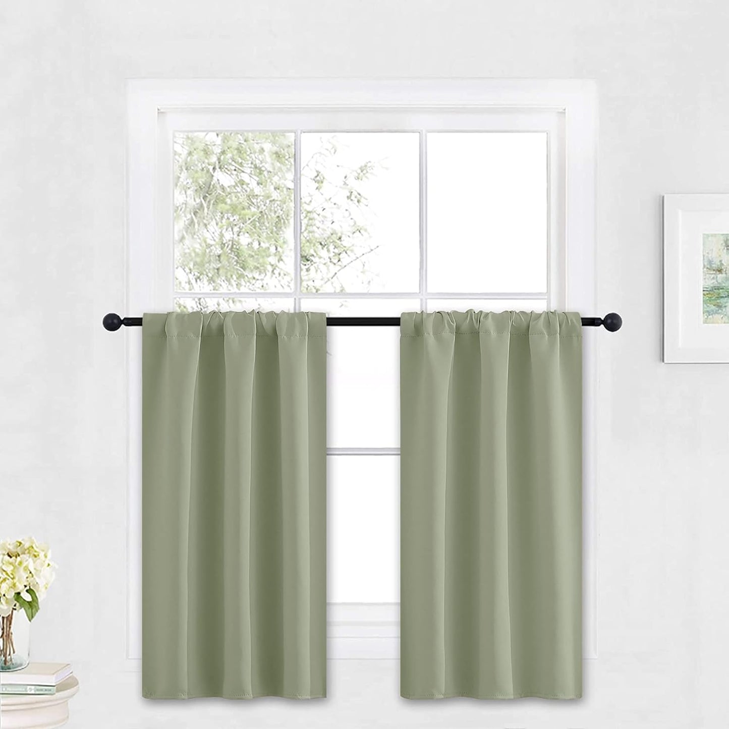 RYB HOME Bathroom Window Curtains - Super Soft Blackout Privacy Curtains for Baby Nursery Bedroom