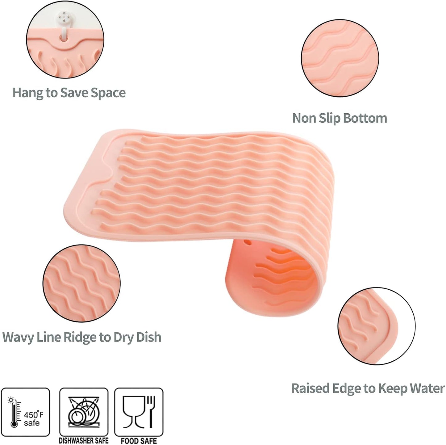 Silicone Dish Drying Mat for Multiple Usage,Easy clean,Eco-friendly,Heat-resistant Silicone Mat for