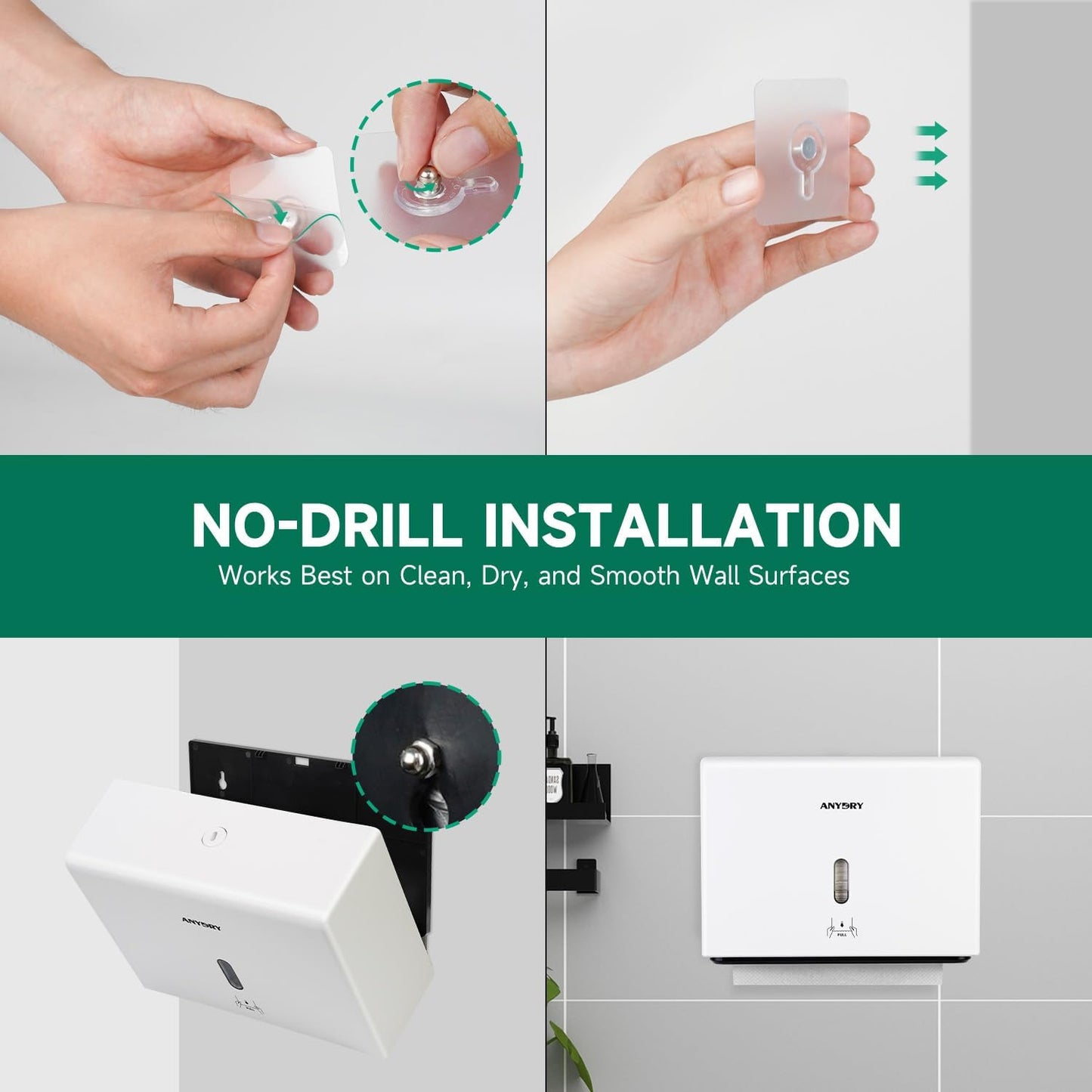 Wall-Mounted Paper Towel Dispenser – Fits Tri-Fold Towels up to 10x3.1 Inches, Holds 200 Sheets