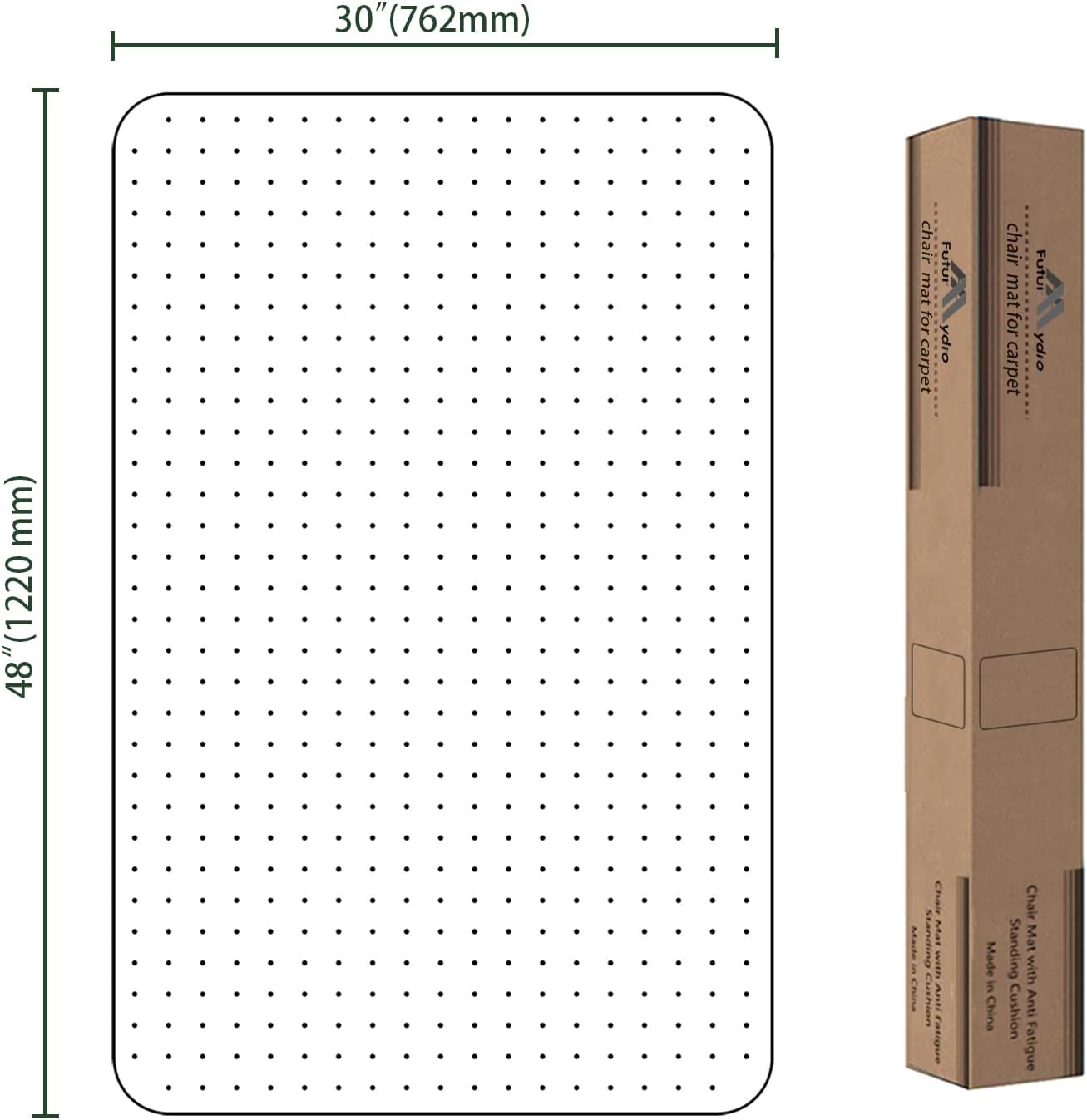 FuturHydro Office Chair Mat for Carpet, 30" x 48" Clear Floor Protector, Transparent Under Desk
