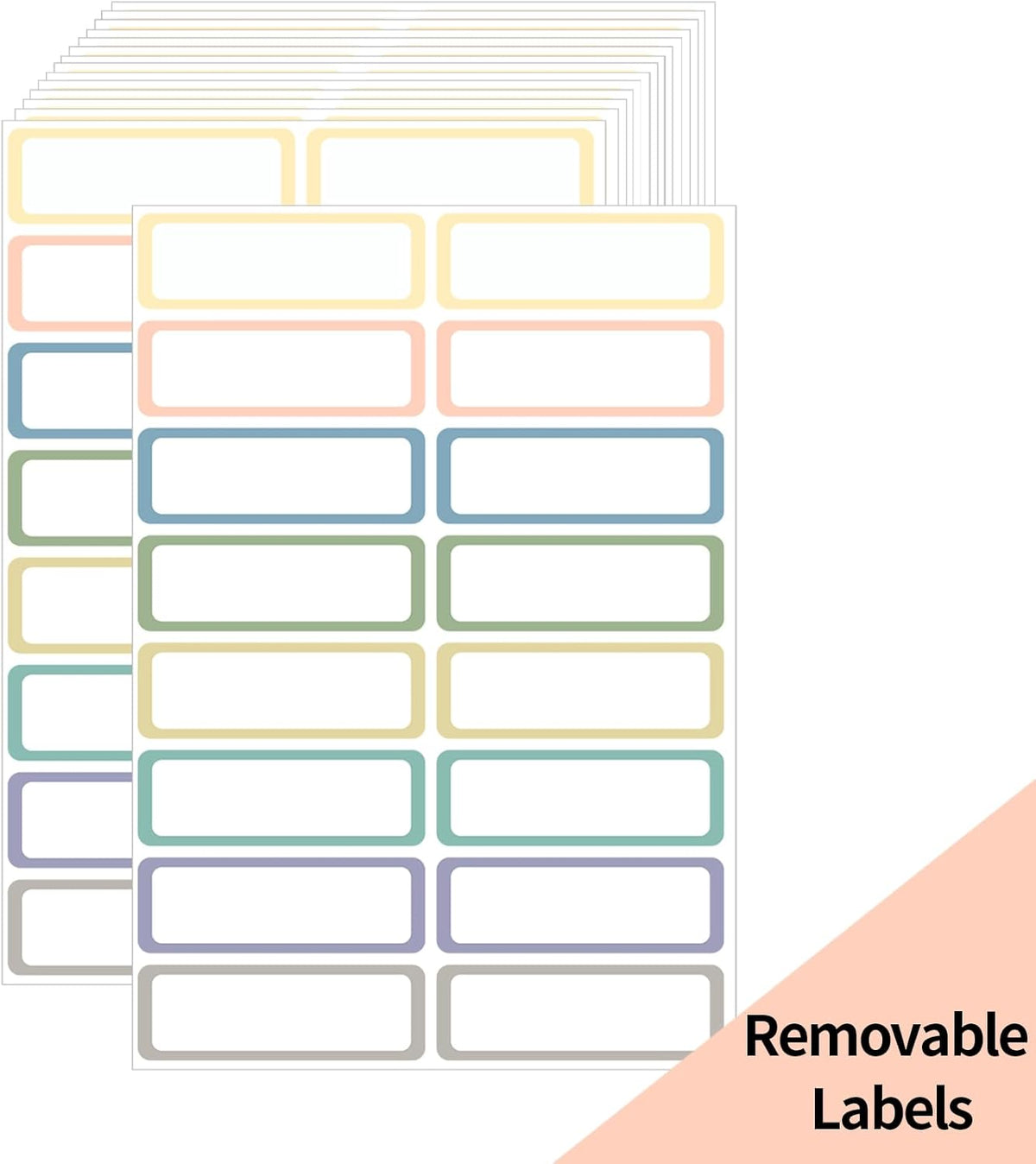 STARLIBOO Removable Labels, Removable Colored Labels Stickers, Self-Adhesive Rectangular Stickers