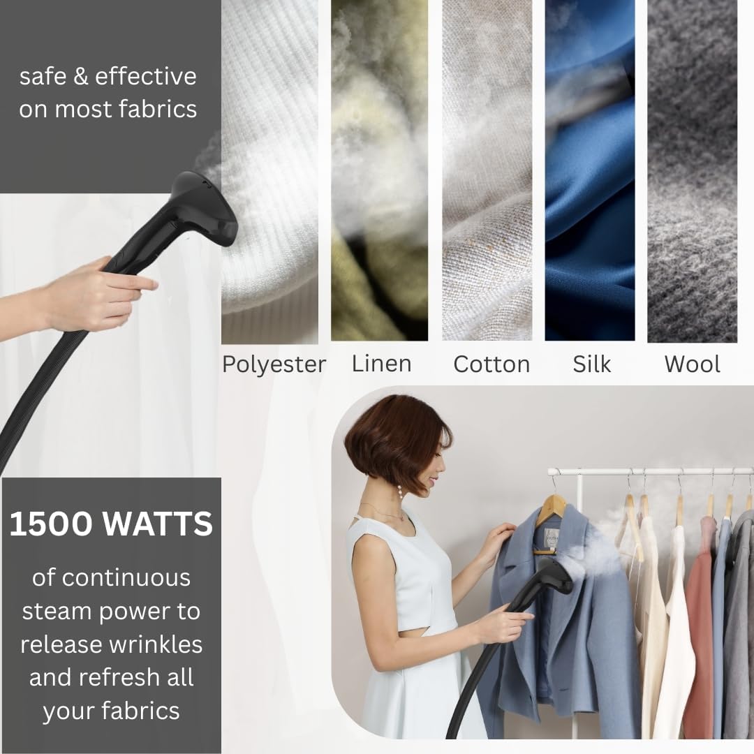 SALAV GS18-DJ Standing Garment Steamer with Roll Wheels for Easy Movement, 1.8L Water Tank for 1