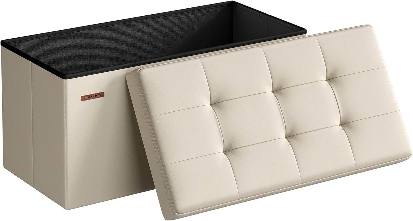 SONGMICS MAZIE Collection - 30 Inches Folding Storage Ottoman Bench, Ottoman Foot Rest, End of Bed