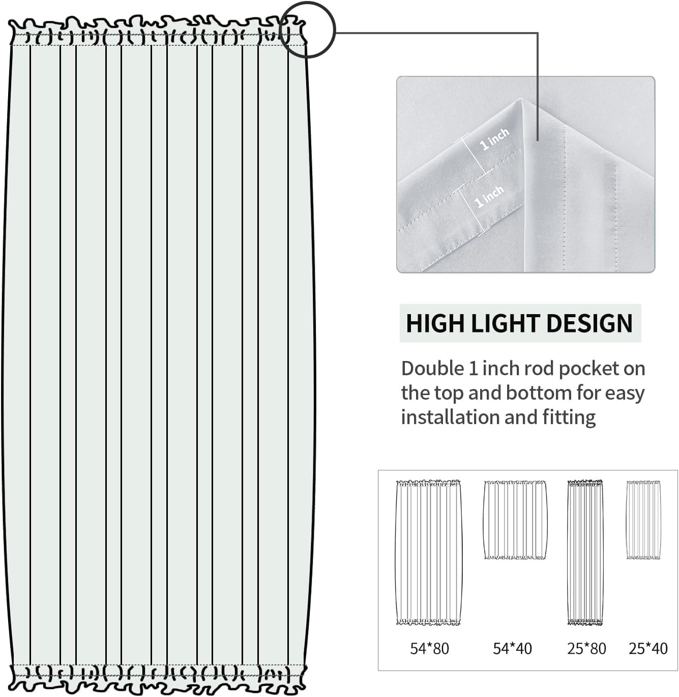 DWCN French Door Curtains – Rod Pocket Thermal Curtain for Doors with Glass Window, Kitchen and