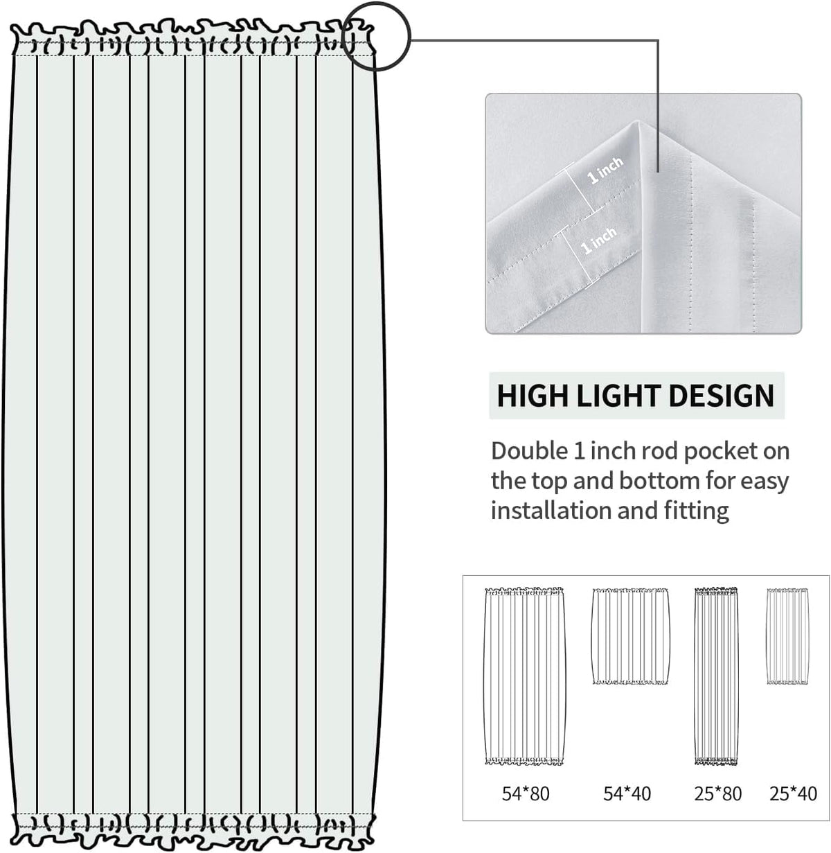 DWCN French Door Curtains – Rod Pocket Thermal Curtain for Doors with Glass Window, Kitchen and