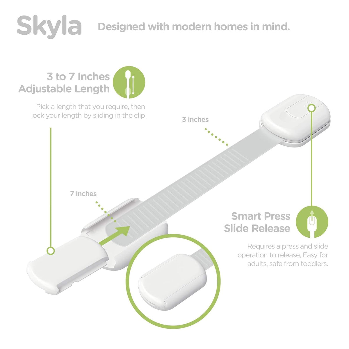Baby Proofing Child Safety Locks (12 Pack) by Skyla Homes - The Safest, Quickest and Easiest 3M
