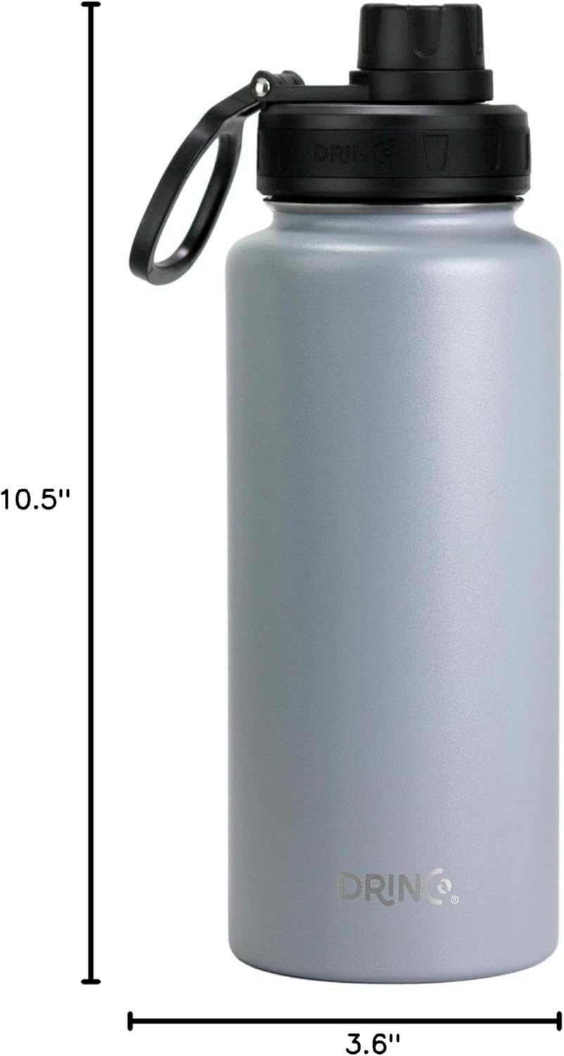 DRINCO Stainless Steel Water Bottle Spout Lid Vacuum Insulated Double Wall Water Bottle Wide Mouth