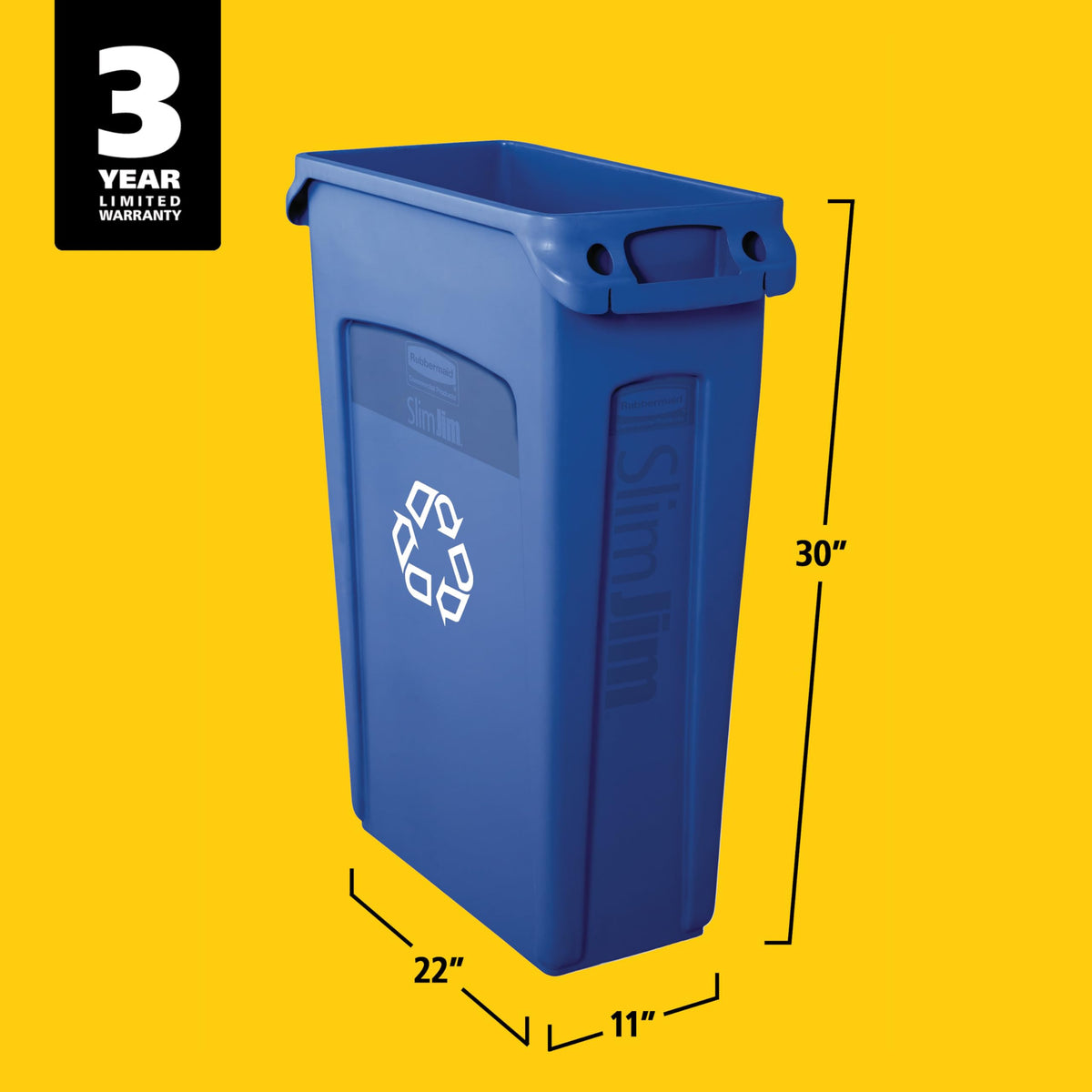 Rubbermaid Commercial Products Slim Jim Plastic Rectangular Recycling Bin/Trash Can with Venting