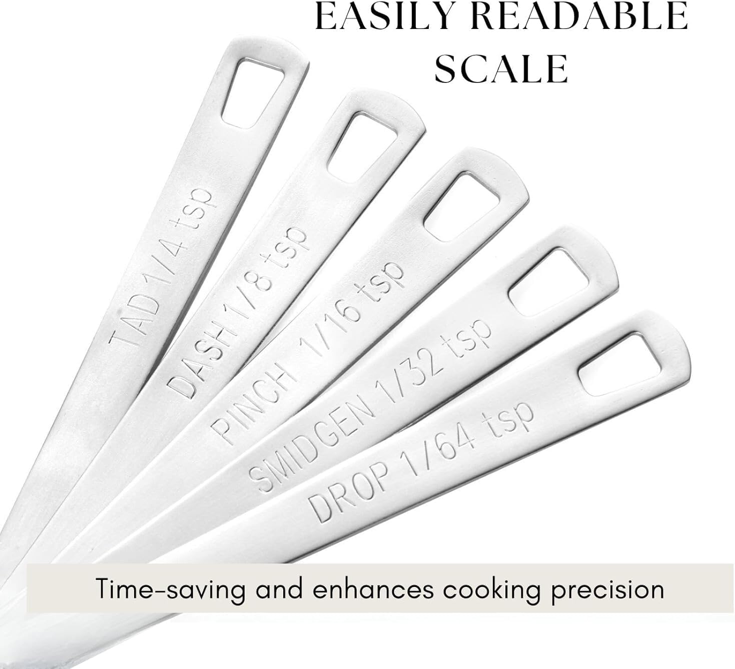 2 Pack Teaspoon Measuring Spoons, 1/4 tsp, 1/8 tsp, 1/16 tsp, 1/32 tsp, 1/64 tsp Mini Measuring