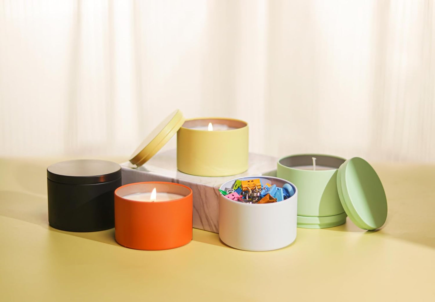 Aroparc Candle Tins 8oz with Lids, 24 Pack Seamless Candle Containers for Candle Making Supplies