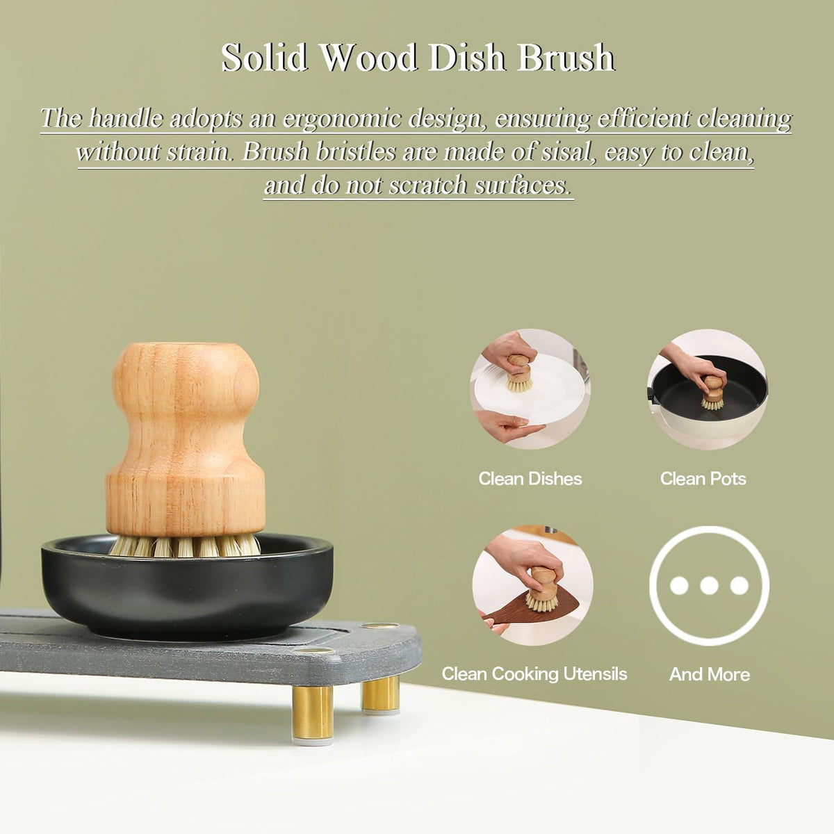 MOMEEMO Soap Dispenser Set Comes with Stainless Pumps, Instant Dry Tray, and Dish Scrub Brush