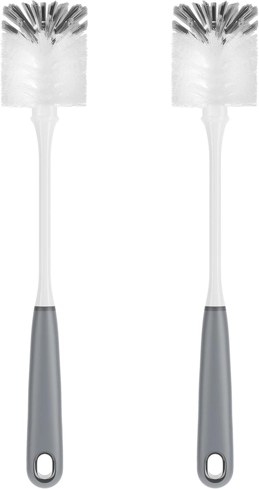 MR.SIGA Long Handle Bottle Brush, Flexible Scrub Brush for Water Bottles, Glasswares, Mugs, Gray, 2