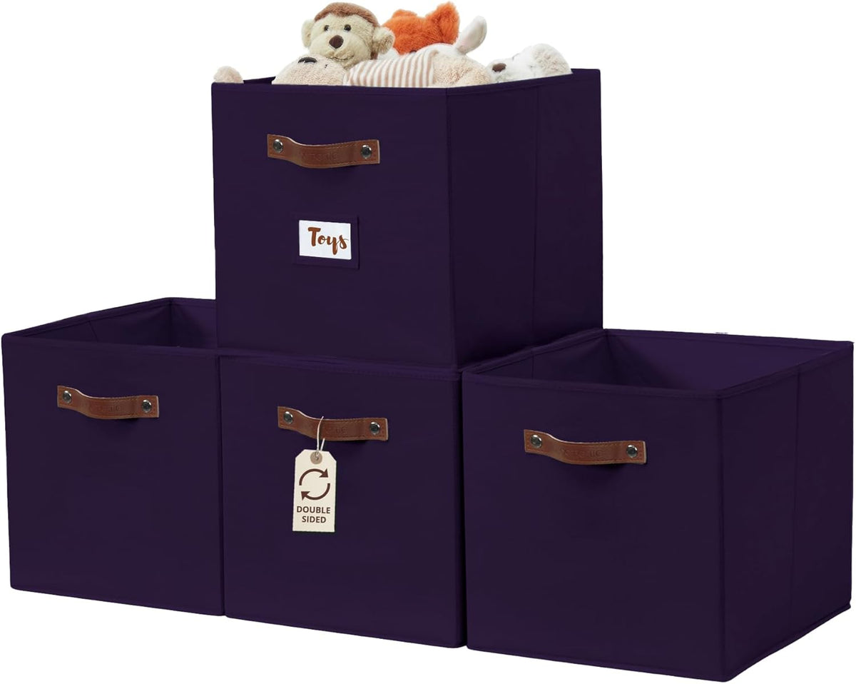 DECOMOMO Storage Baskets, 13x15x13 Storage Cube Bins with Labels for Organizing Shelves Kallax