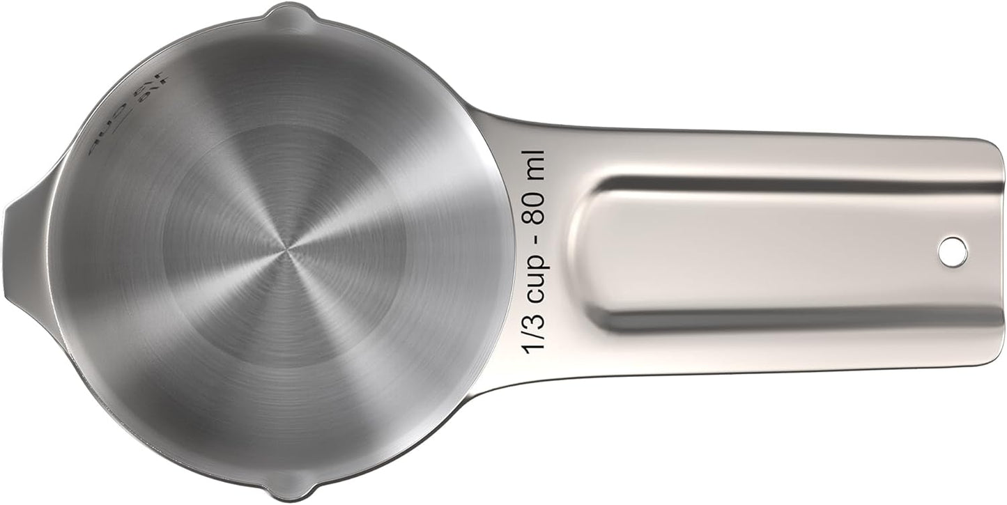 Color Up ⅓ Cup Measuring Cup (80 ml) – Premium Chrome Stainless Steel, Accurate for Wet & Dry