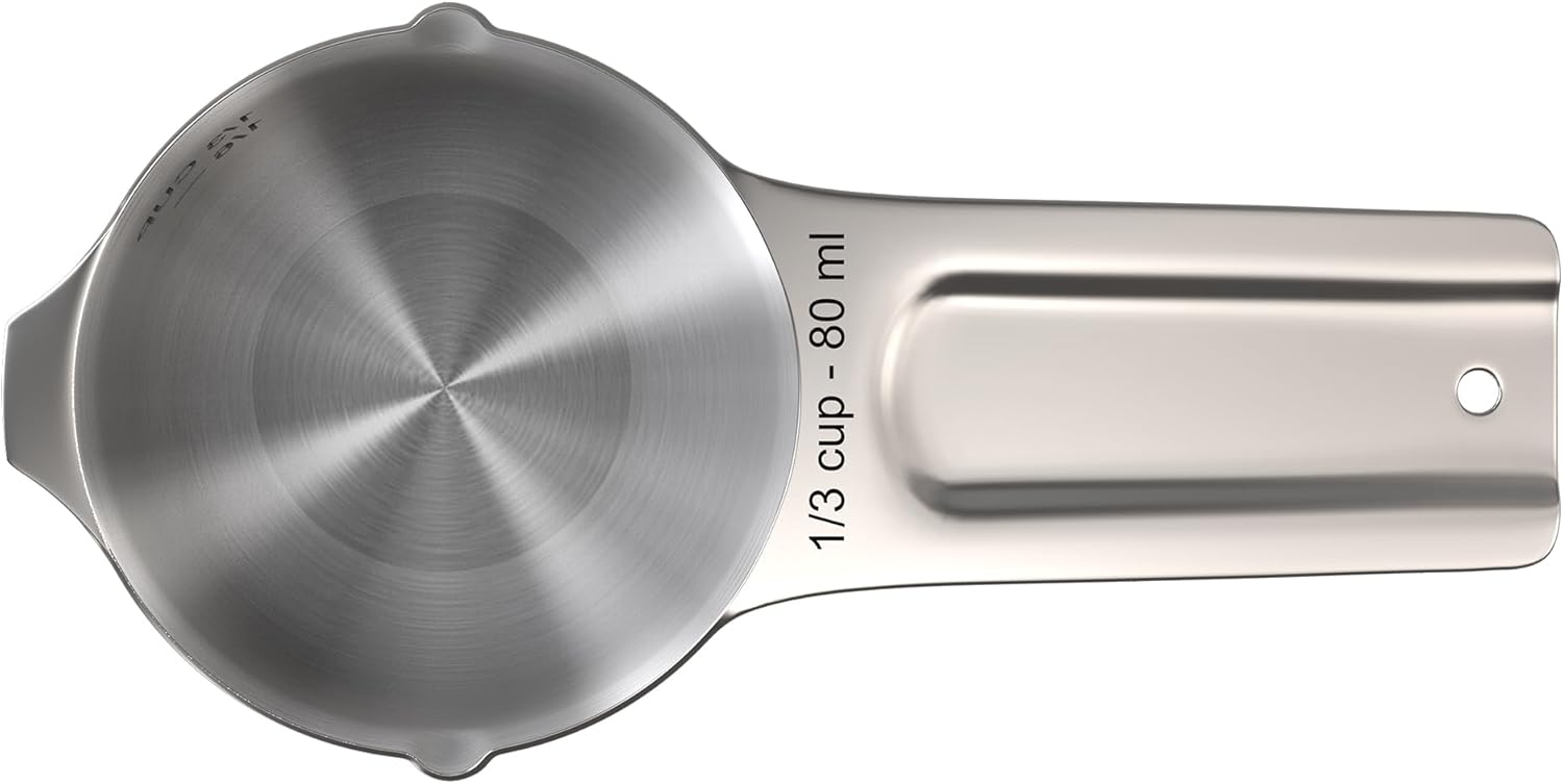 Color Up ⅓ Cup Measuring Cup (80 ml) – Premium Chrome Stainless Steel, Accurate for Wet & Dry