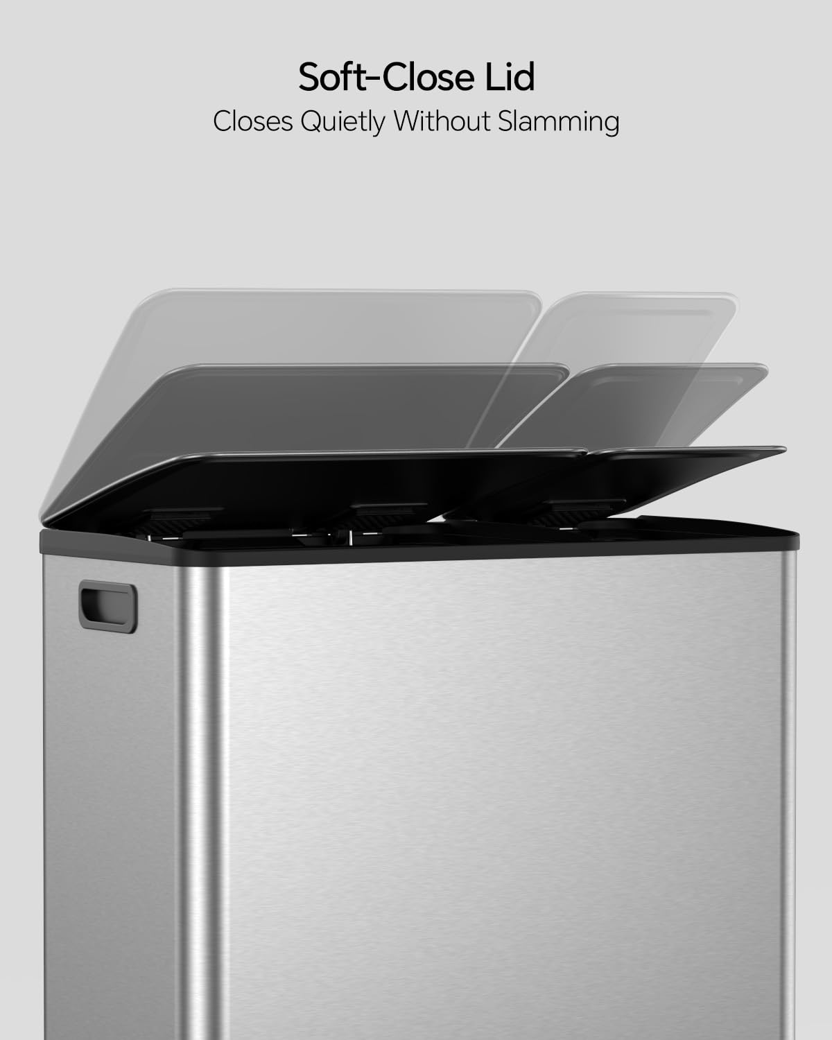 Lovewind Dual Trash and Recycling Bins for Kitchen, 13+6 Gallon Stainless Steel Garbage and Recycle