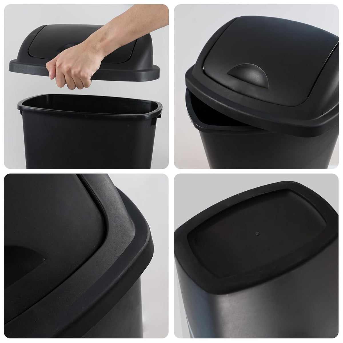 6 Gallon / 25 L Trash Can, 4-Pack, Plastic Swing Lid Garbage Waste Bins Container for Kitchen