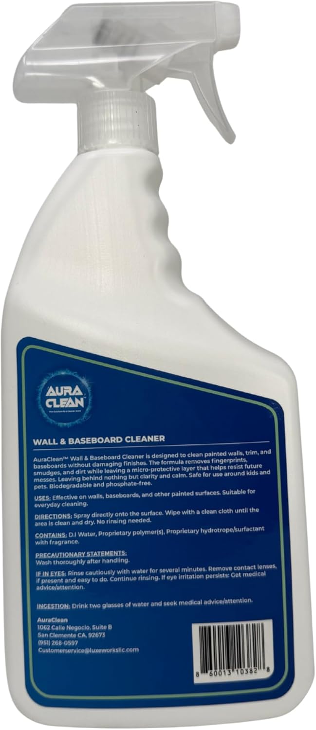 Wall & Baseboard Cleaner - Safe for Painted Walls & Trim | Eco-Friendly, No-Rinse, Kid & Pet-Safe |