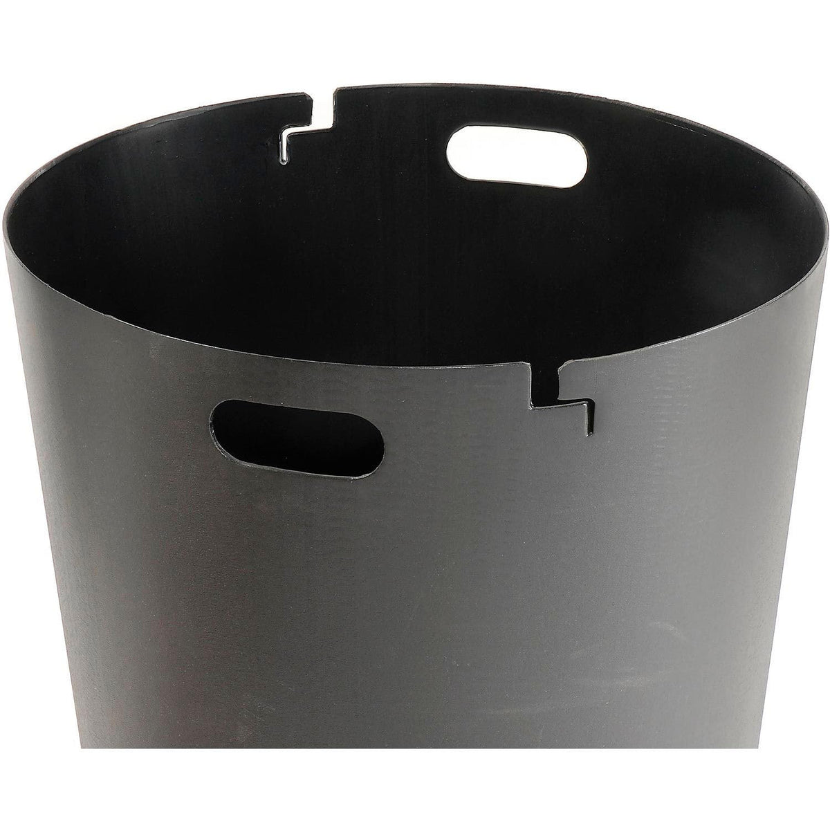 Global Industrial 36 Gallon Outdoor Slatted Steel Round Trash Can with Flat Lid, Plastic Liner &