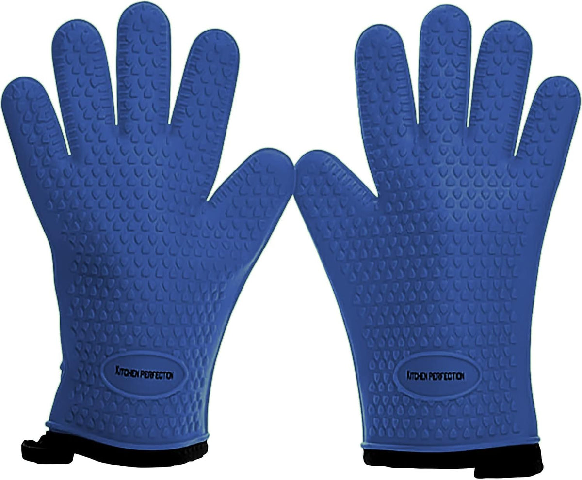 KITCHEN PERFECTION Silicone Smoker Oven Gloves -Extreme Heat Resistant BBQ Gloves -Handle Hot Food
