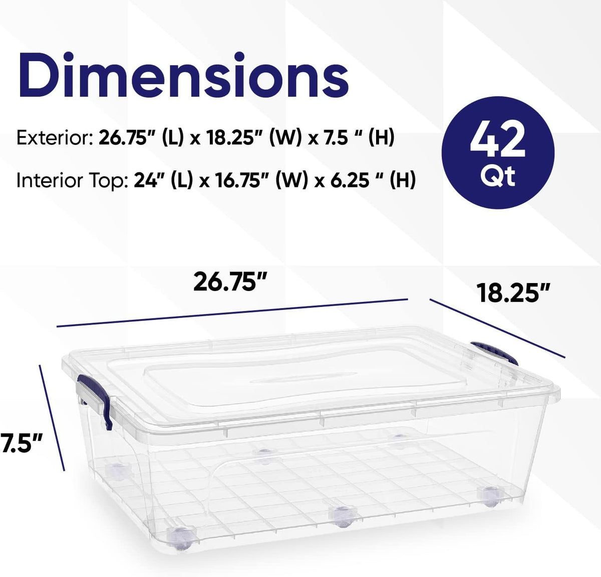 Superio Storage Bins with Lids, Clear Plastic Containers for Organizing, Stackable Totes, BPA Free