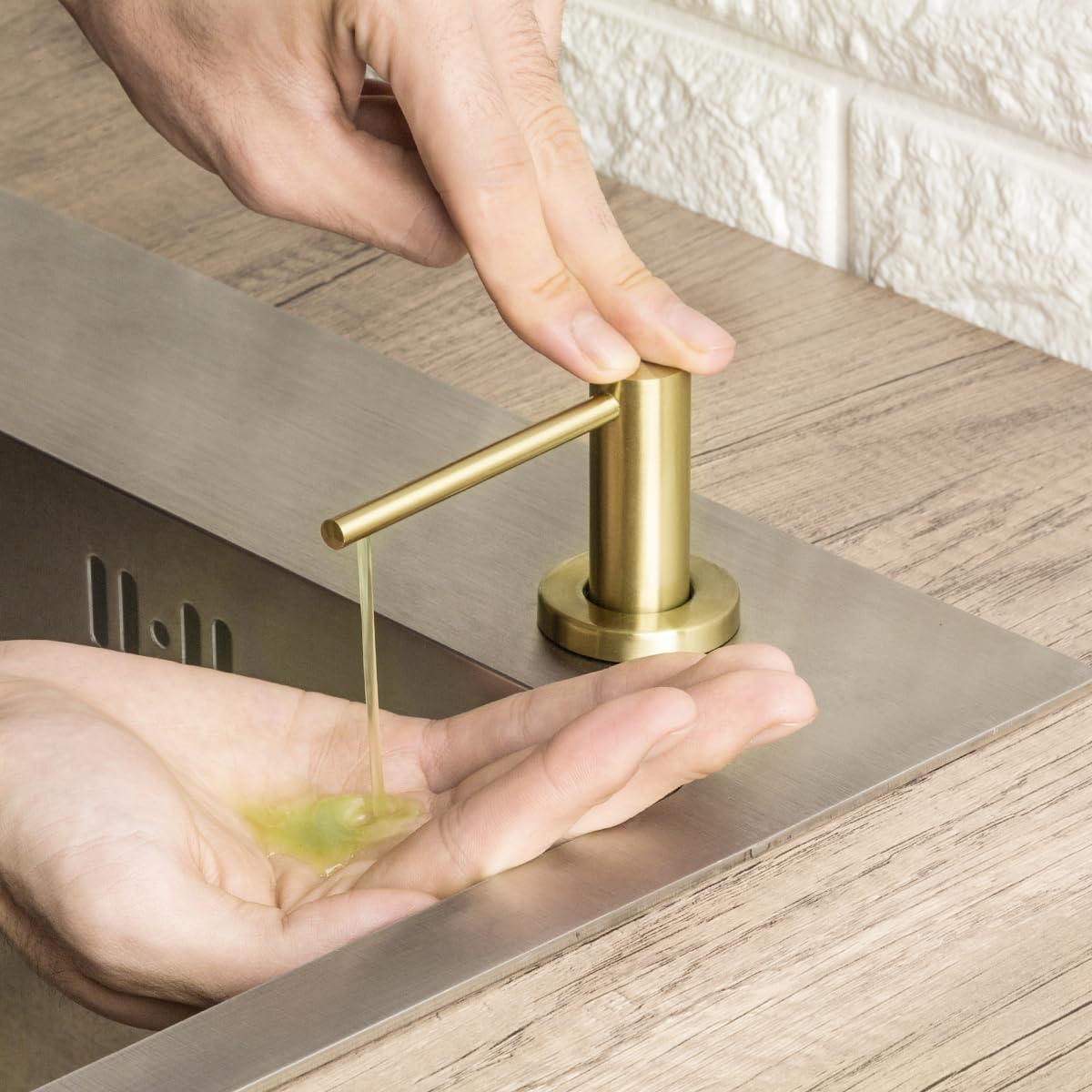 Kitchen Sink Soap Dispenser Champagne Gold Stainless Steel GAPPO Countertop Pump Hand Lotion Built