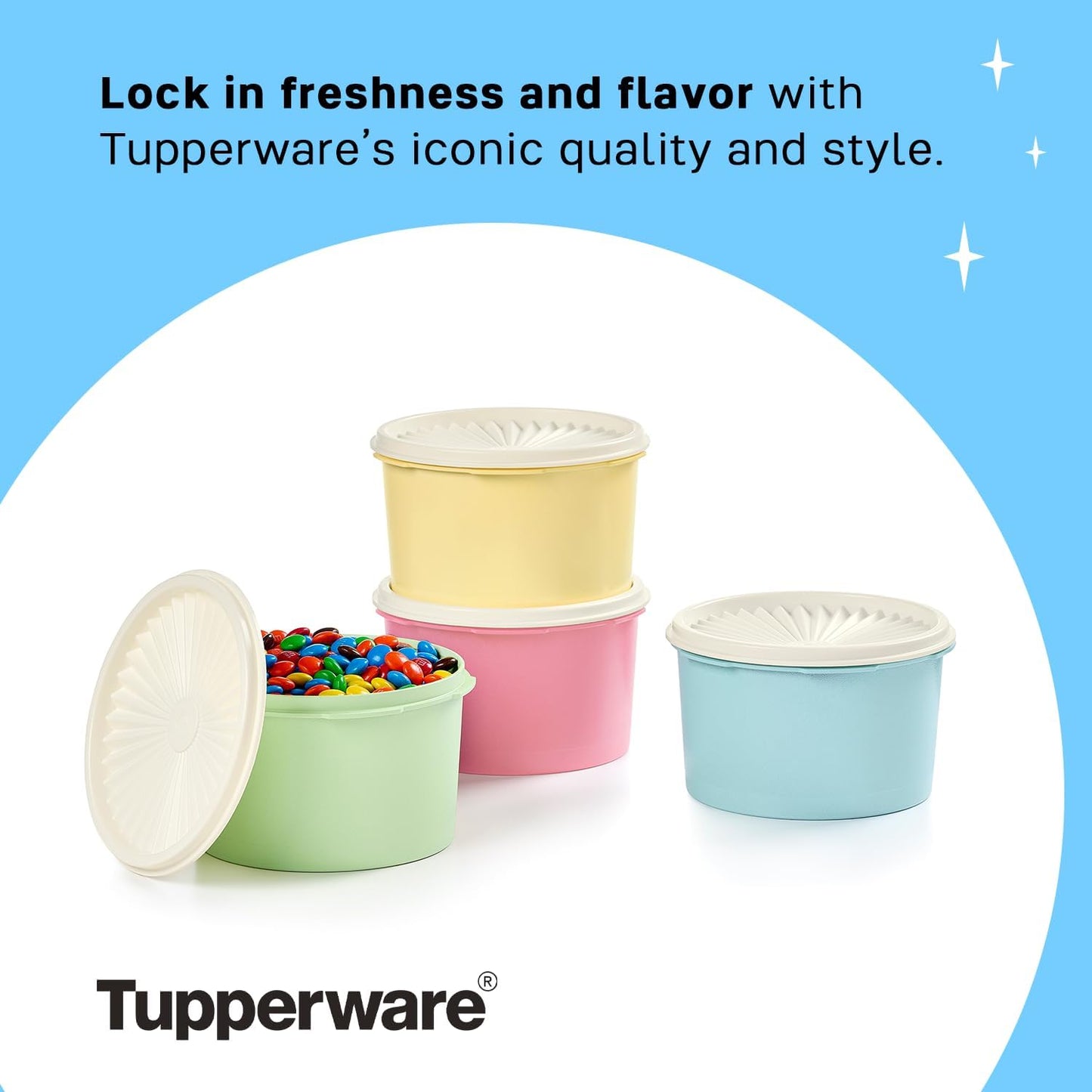 Tupperware Heritage Collection 8 Piece Food Storage Canister Set in Vintage Colors, Dishwasher Safe