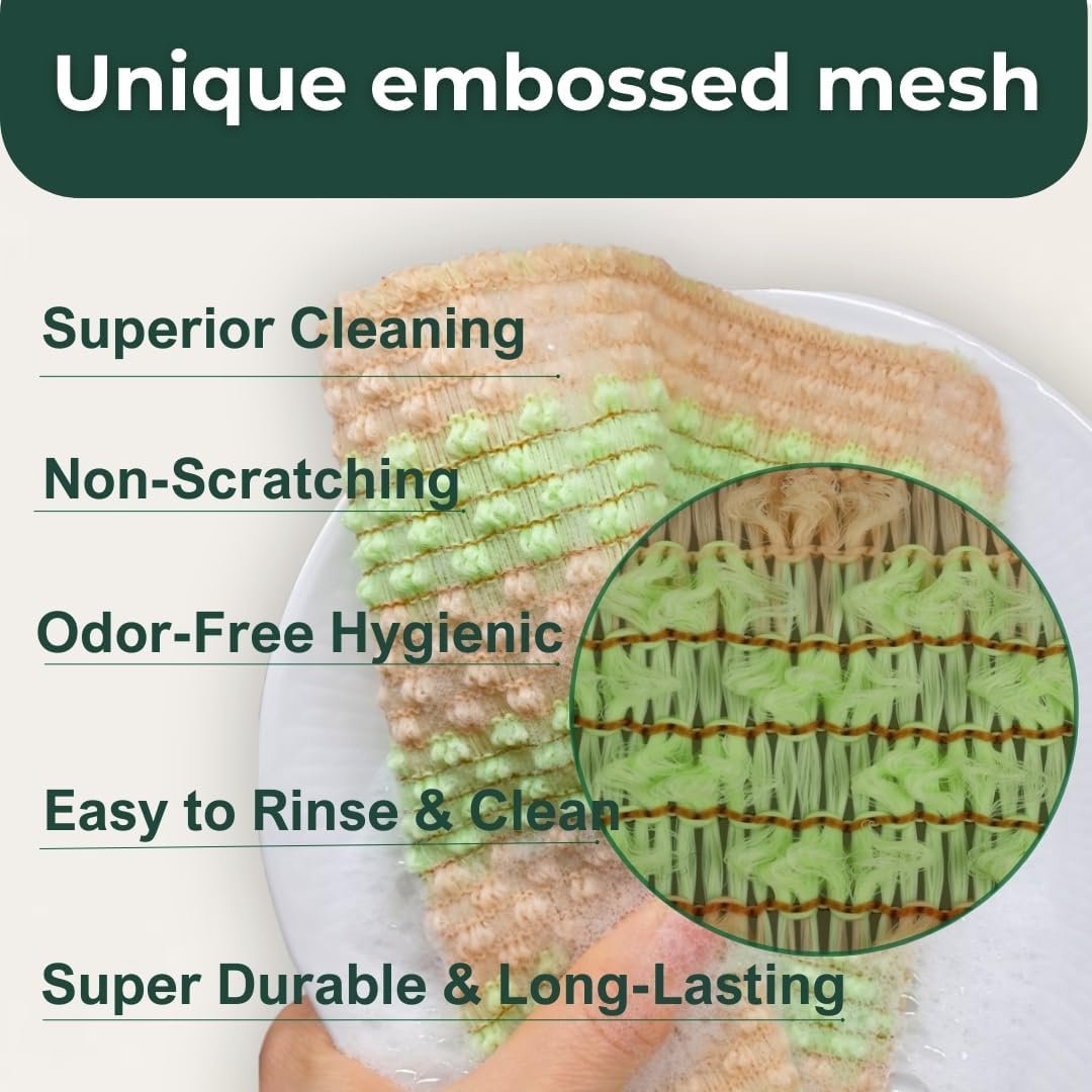 mibboom's Dish Scrubbers – Non-Scratch, Reusable Kitchen Sponges for All-Purpose Cleaning, Made in