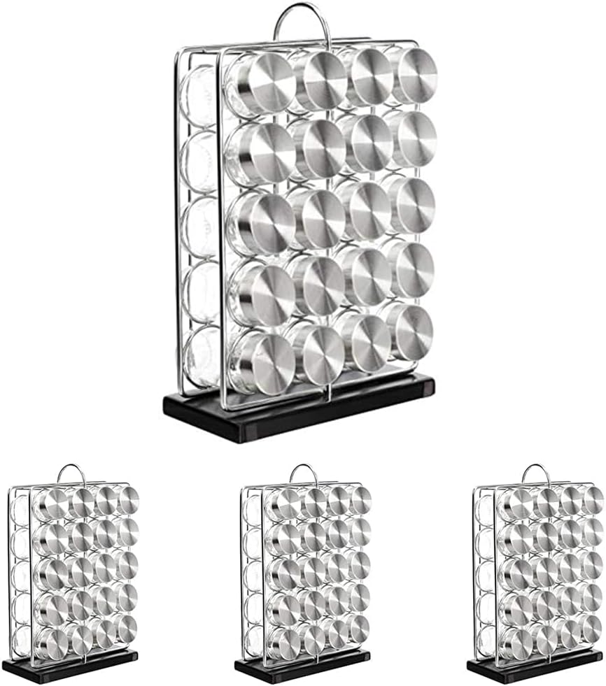 Amazon Basics 20 Jars Spice Organizer Rack, Silver (Pack of 4)